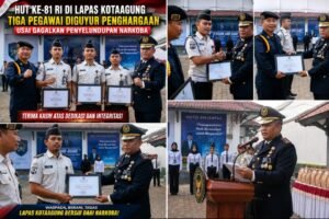 HUT ke-81 RI di Lapas Kota Agung, Tiga Pegawai Diguyur Penghargaan Usai Gagalkan Penyelundupan Narkoba